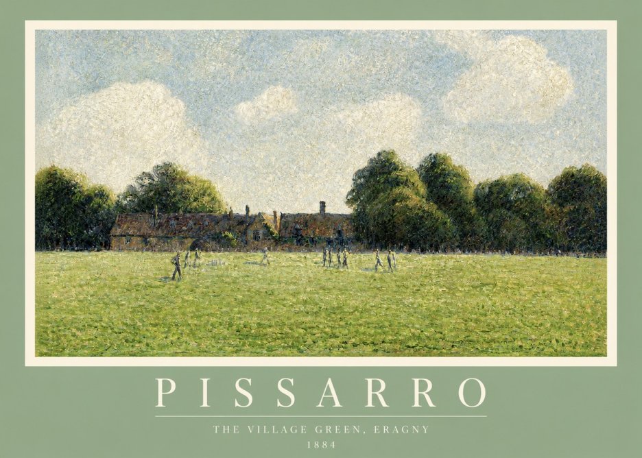 Pissarro The Village Green, Eragny No2 - Affiche