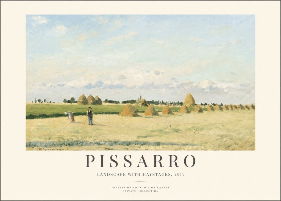 Pissarro Landscape with Haystacks, 1873 No1 - Affiche