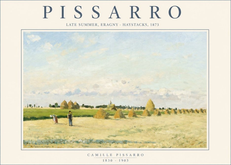 Pissarro Landscape with Haystacks, 1873 No2 - Affiche