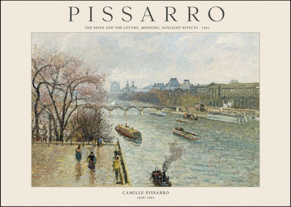 Pissarro The Seine and the Louvre, Morning, Sunlight Effects - 1901 No1 - Affiche