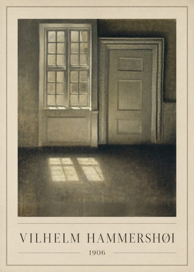 Vilhelm Hammershøi Interior. Sunlight on the Floor No1 - Affiche