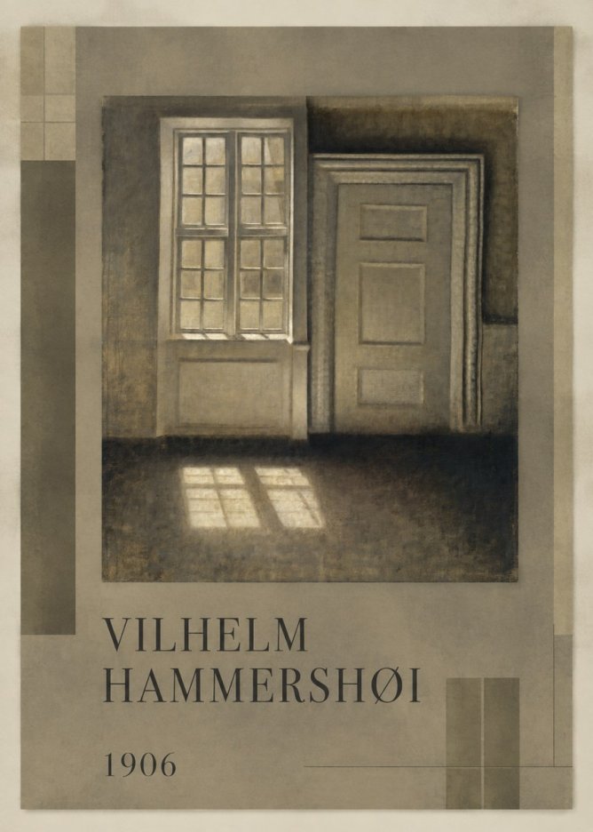 Vilhelm Hammershøi Interior. Sunlight on the Floor No3 - Affiche