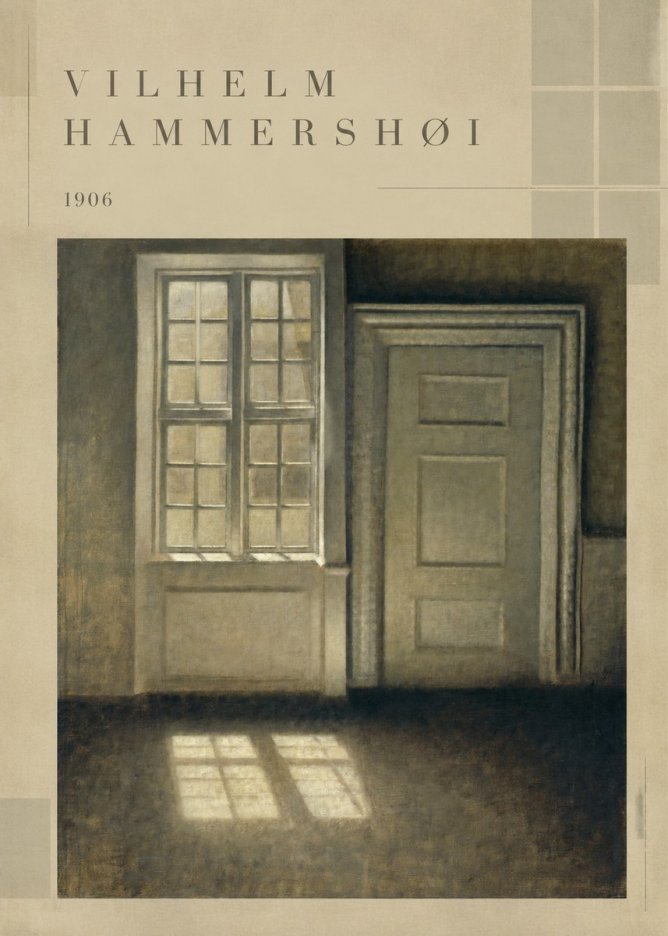 Vilhelm Hammershøi Interior. Sunlight on the Floor No5 - Affiche