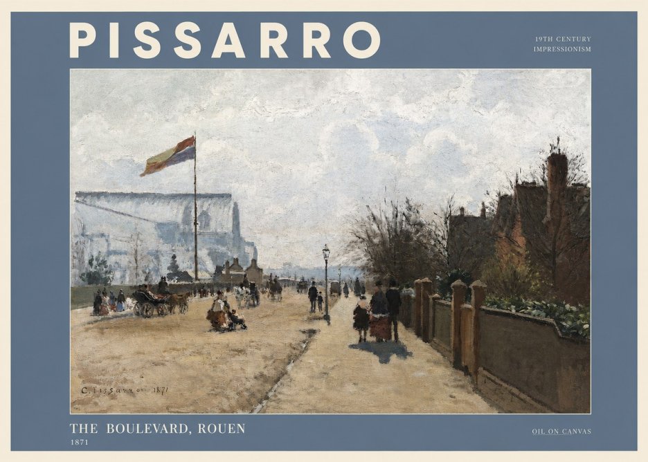 Pissarro The Boulevard, Rouen No2 - Affiche