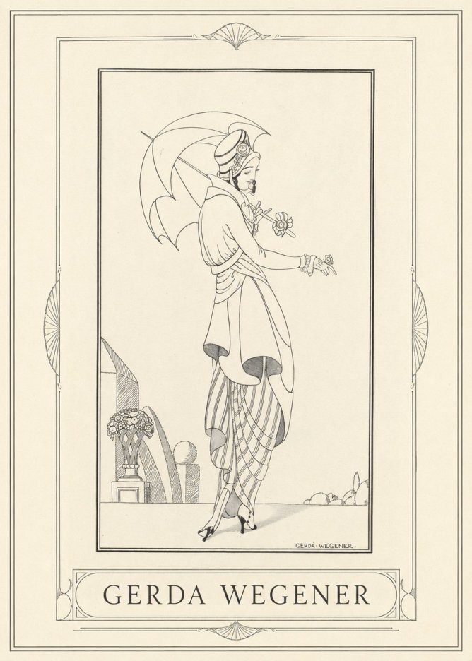 Gerda Wegener Elegant Figure with Parasol No1 - Affiche