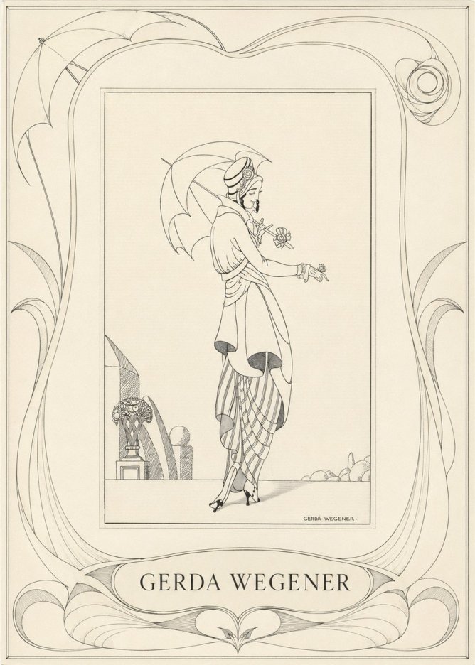 Gerda Wegener Elegant Figure with Parasol No3 - Affiche