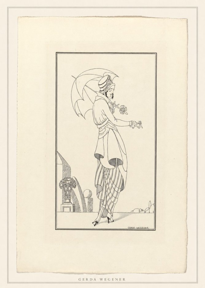 Gerda Wegener Elegant Figure with Parasol No4 - Affiche