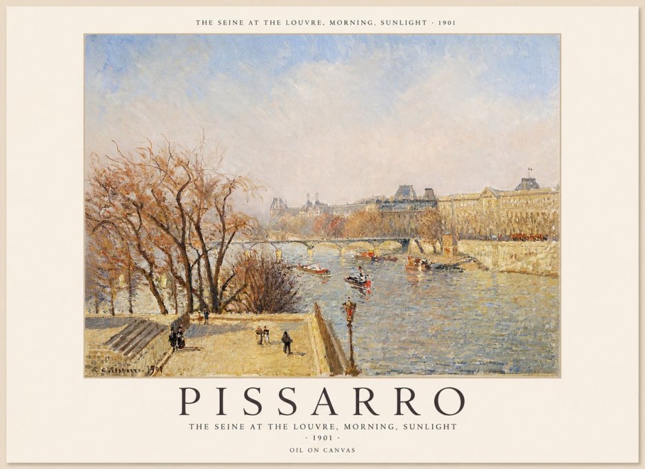 Pissarro The Seine at the Louvre, Morning, Sunlight - 1901 No1 - Affiche