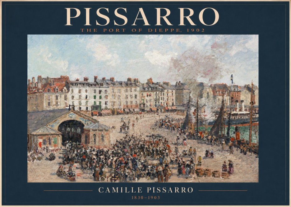 Pissarro Dieppe, the Fish Market No2 - Affiche