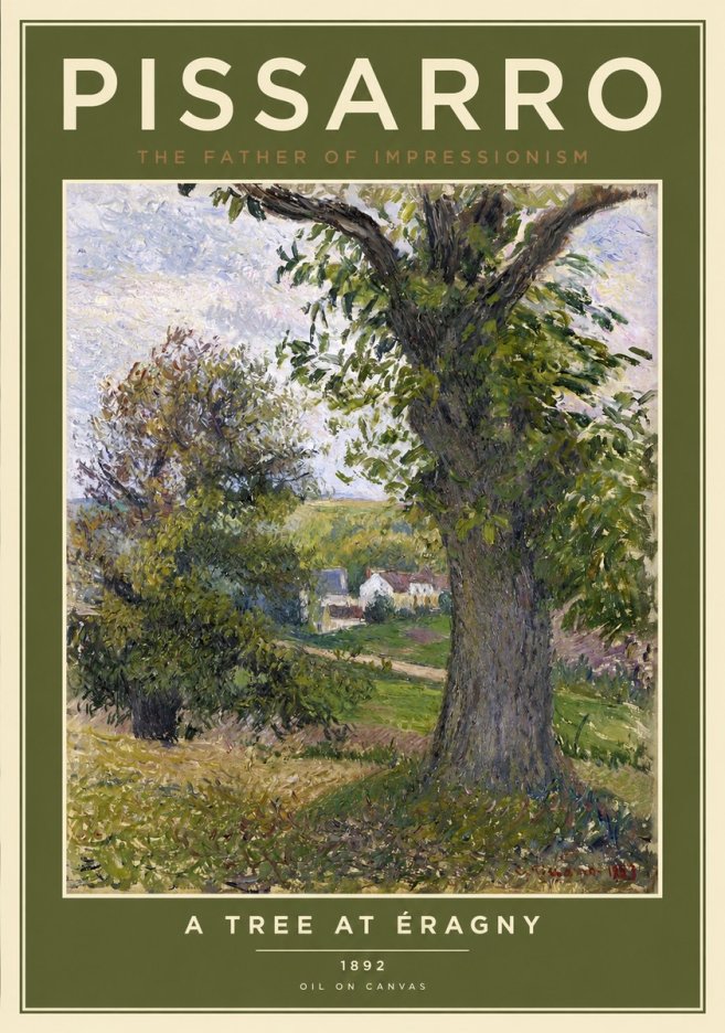 Pissarro The Oak at Éragny No2 - Affiche