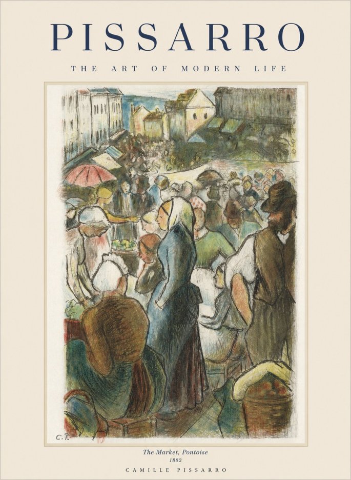 Pissarro The Market, Pontoise No1 - Affiche
