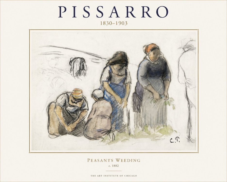 Pissarro Peasants Weeding No1 - Affiche