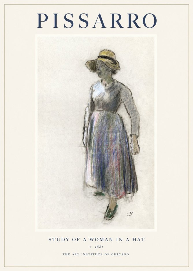 Pissarro Study of a Woman in a Hat No1 - Affiche