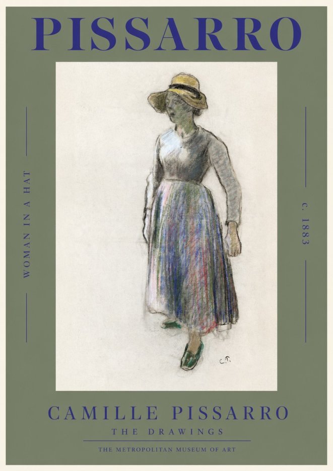 Pissarro Study of a Woman in a Hat No2 - Affiche