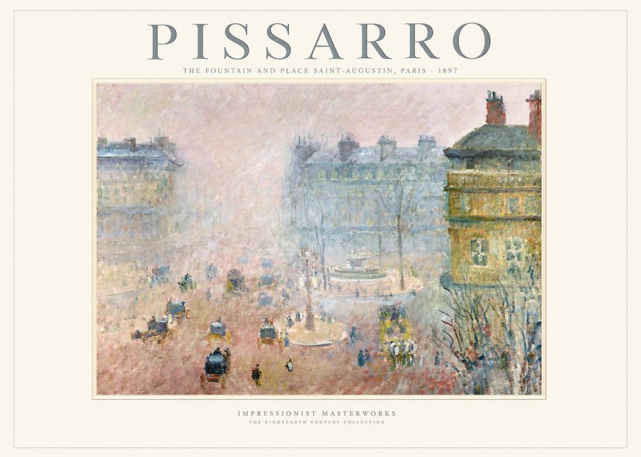 Pissarro The Fountain and Place Saint-augustin, Paris No1 - Affiche