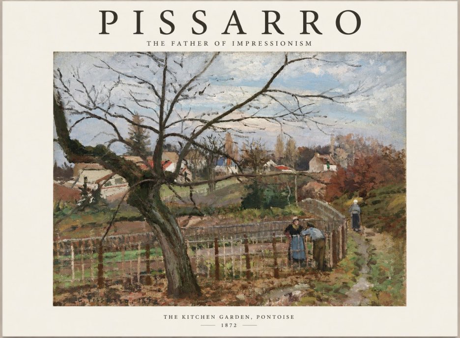 Pissarro The Kitchen Garden, Pontoise No1 - Affiche