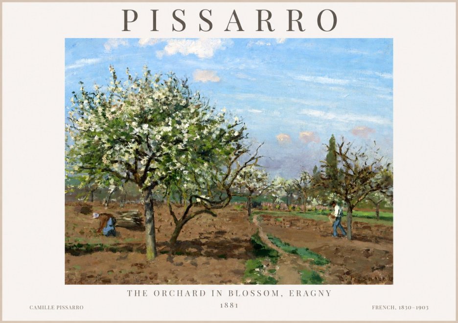 Pissarro The Orchard in Blossom, Eragny No1 - Affiche