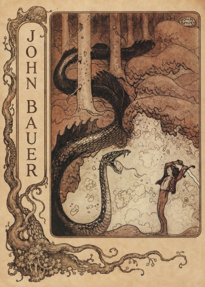 John Bauer The Boy and the Serpent No2 - Affiche