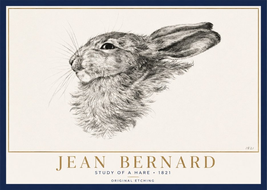Jean Bernard Study of a Hare No3 - Affiche