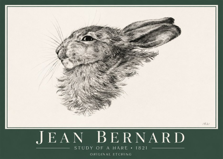 Jean Bernard Study of a Hare No4 - Affiche