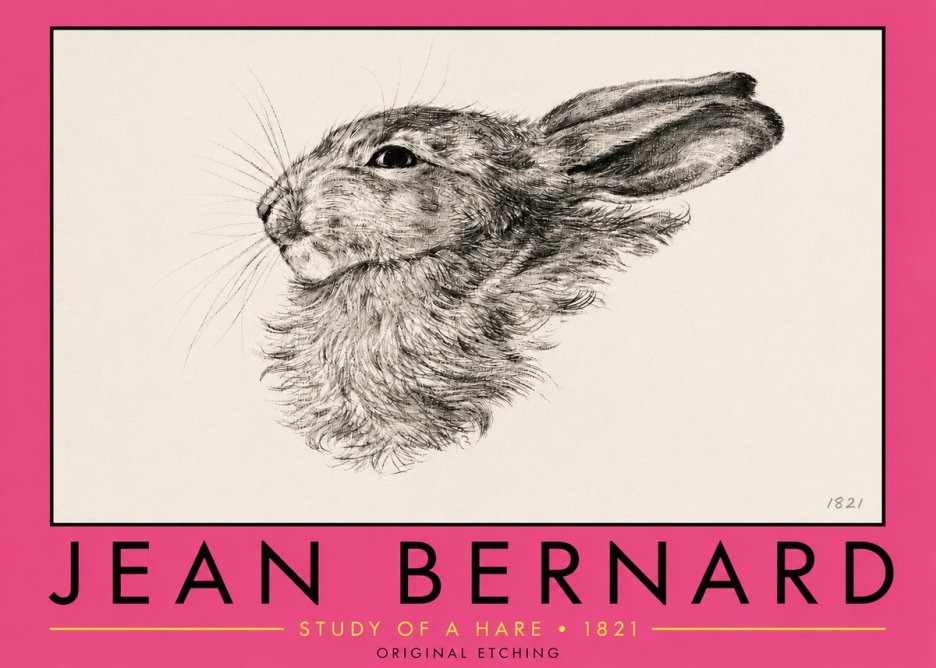 Jean Bernard Study of a Hare No5 - Affiche