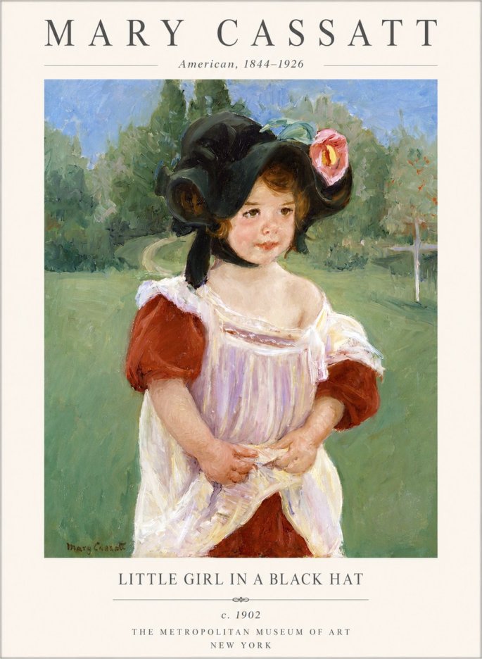 Mary Cassatt Little Girl in a Black Hat No1 - Affiche
