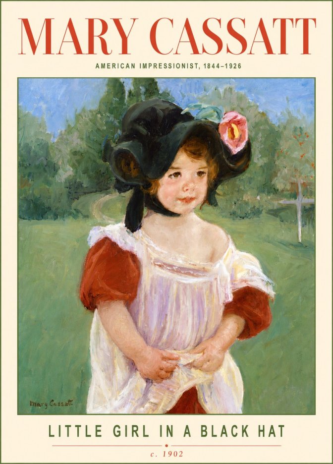 Mary Cassatt Little Girl in a Black Hat No2 - Affiche