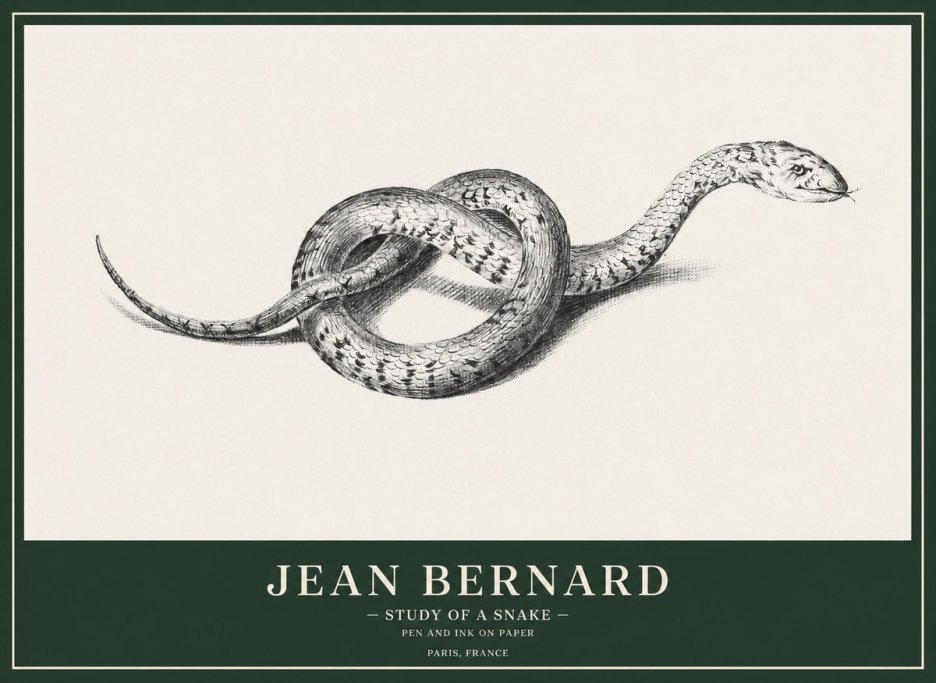 Jean Bernard Study of a Snake No1 - Affiche