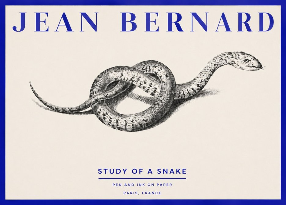 Jean Bernard Study of a Snake No2 - Affiche
