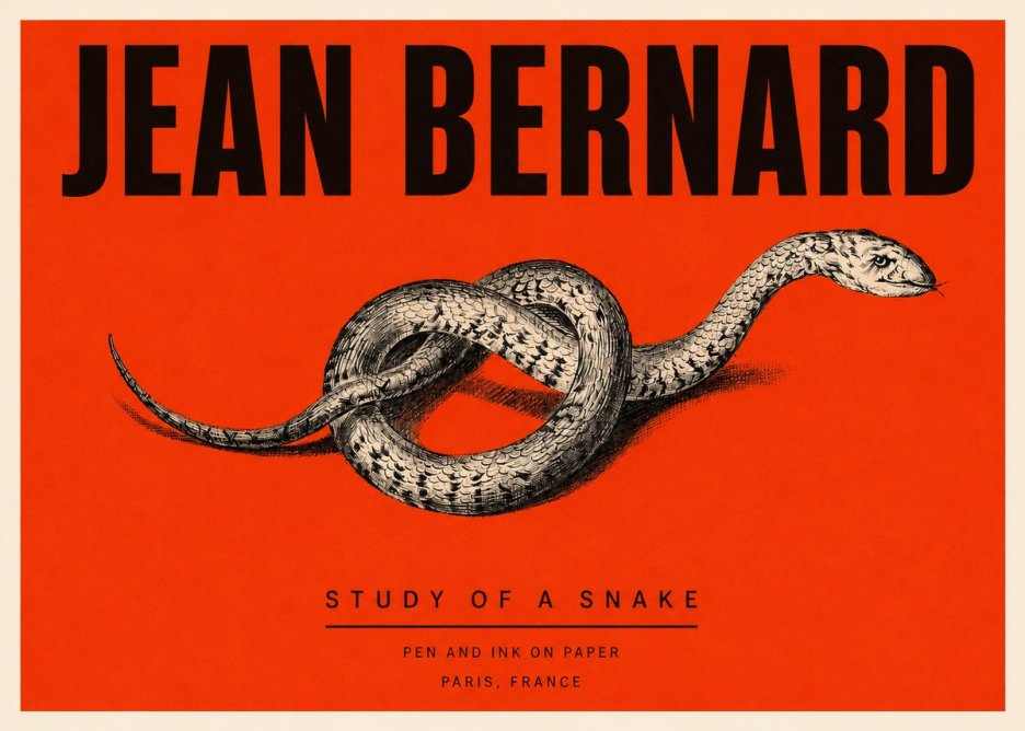 Jean Bernard Study of a Snake No3 - Affiche