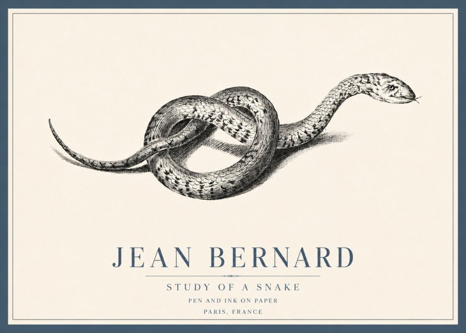 Jean Bernard Study of a Snake No4 - Affiche