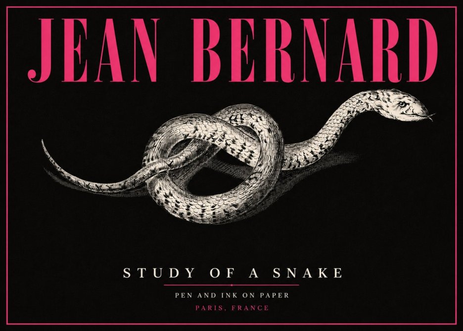 Jean Bernard Study of a Snake No5 - Affiche