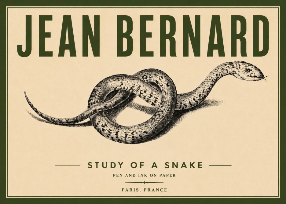 Jean Bernard Study of a Snake No6 - Affiche