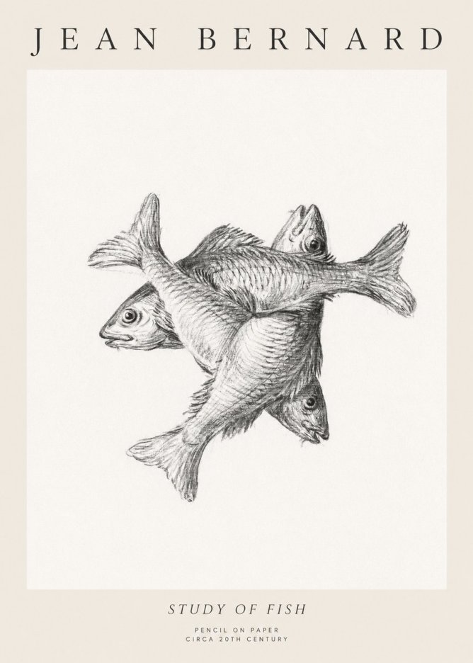 Jean Bernard Study of Fish No1 - Affiche