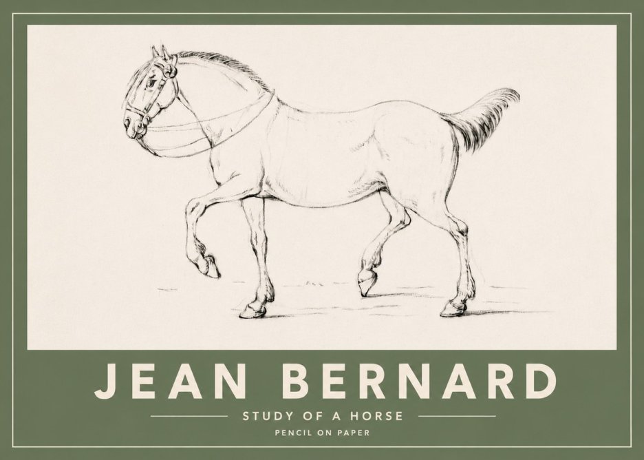 Jean Bernard Study of a Horse XVI No4 - Affiche