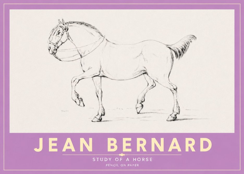 Jean Bernard Study of a Horse XVI No5 - Affiche