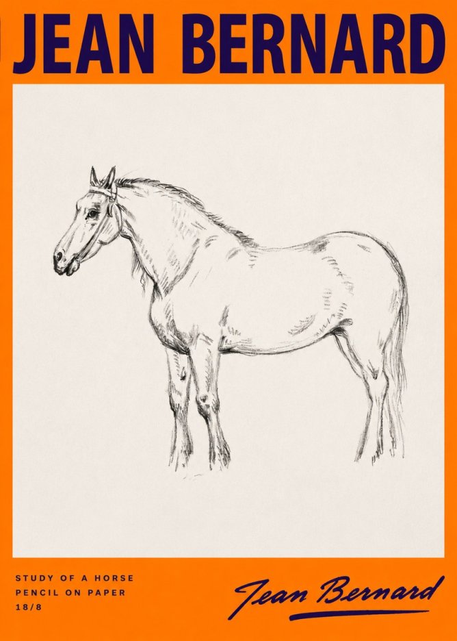 Jean Bernard Study of a Horse XVII No2 - Affiche