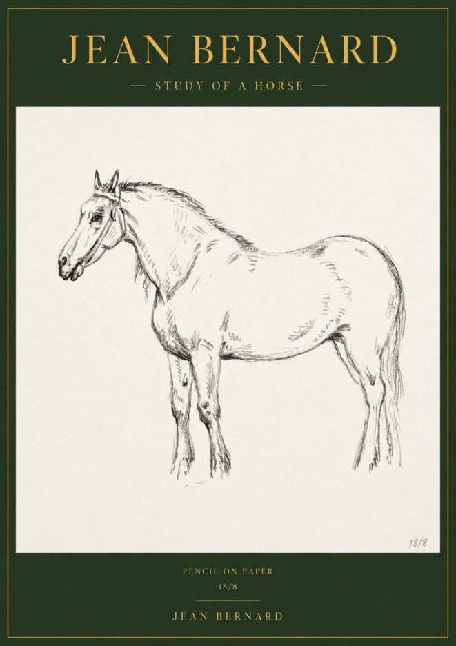 Jean Bernard Study of a Horse XVII No3 - Affiche