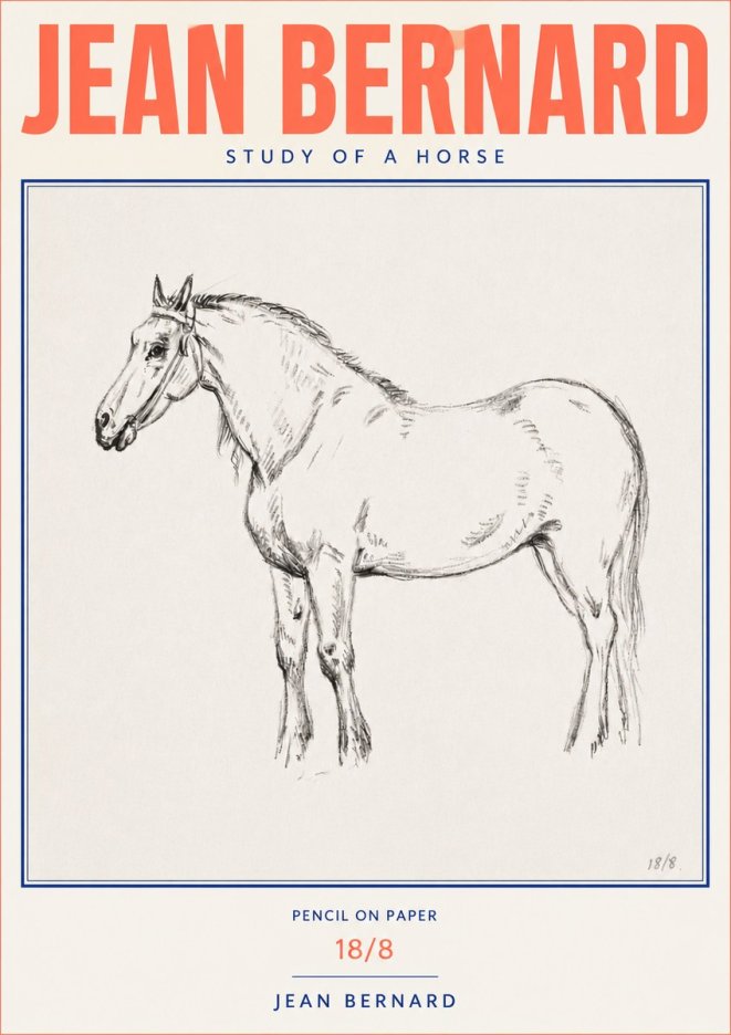Jean Bernard Study of a Horse XVII No4 - Affiche