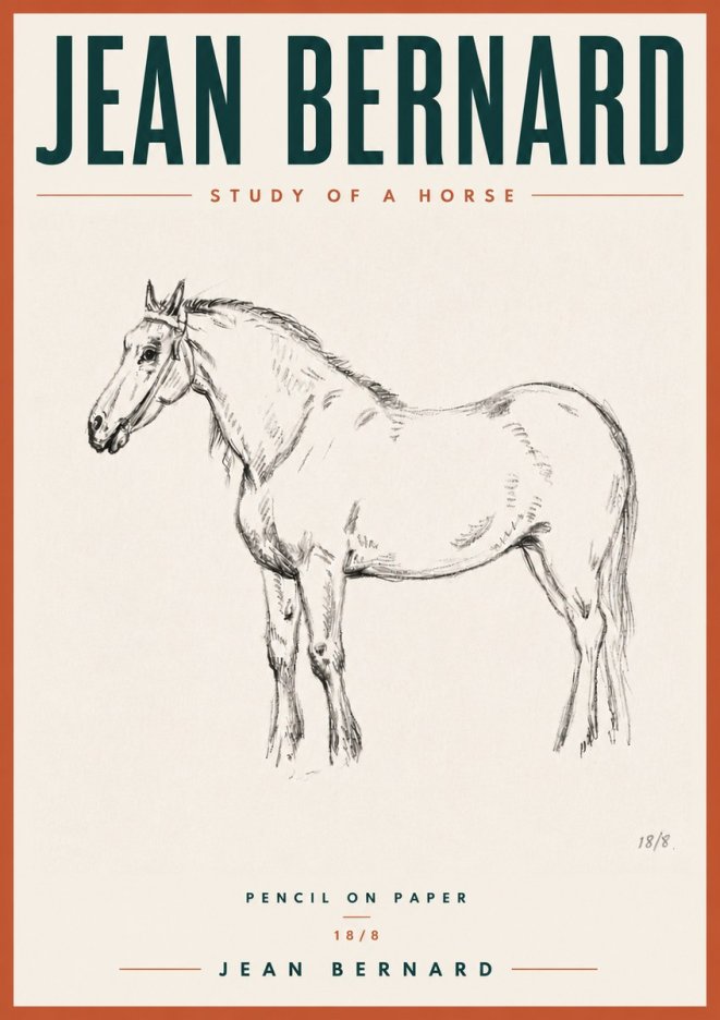 Jean Bernard Study of a Horse XVII No6 - Affiche