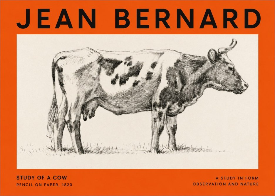 Jean Bernard Study of a Cow XX No3 - Affiche