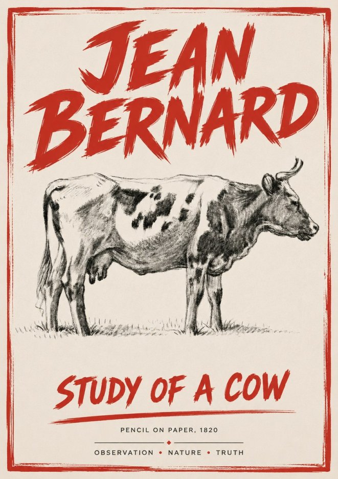 Jean Bernard Study of a Cow XX No4 - Affiche