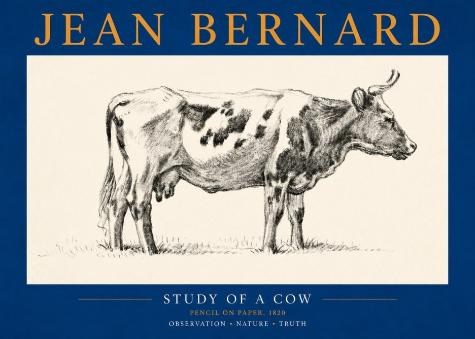 Jean Bernard Study of a Cow XX No5 - Affiche