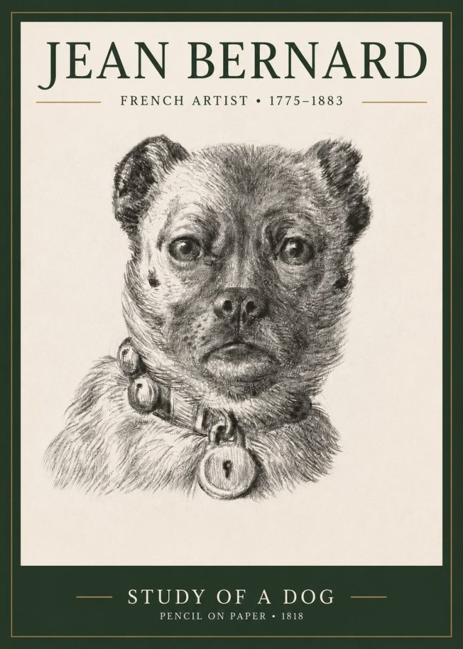 Jean Bernard Study of a Dog IV No3 - Affiche