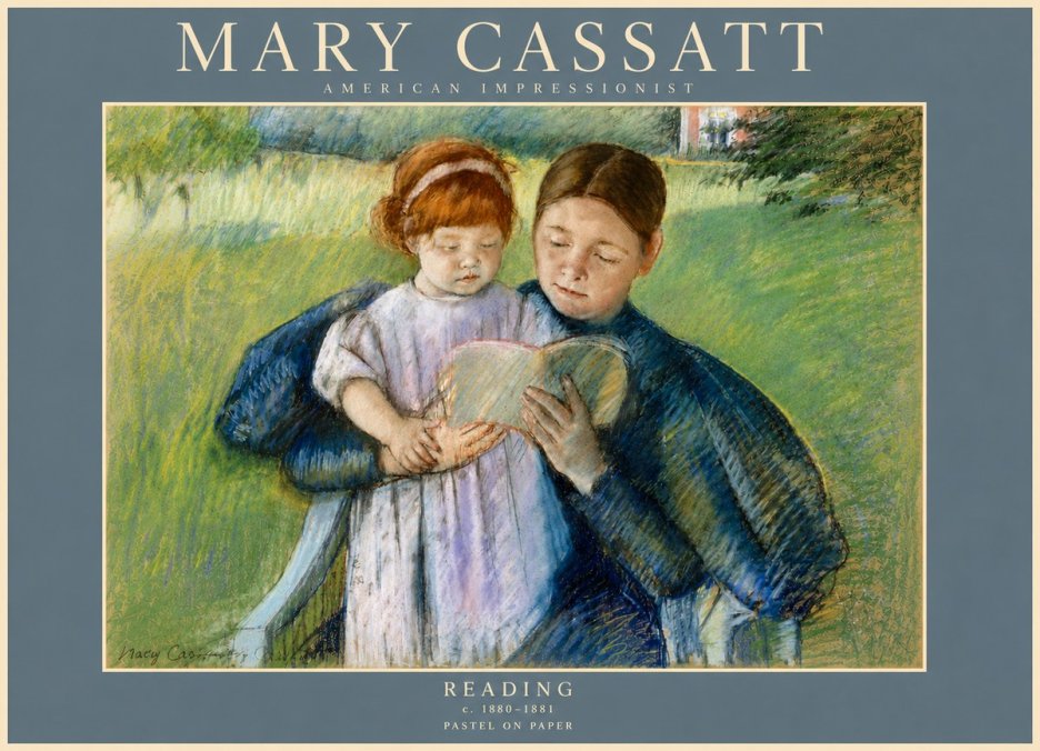 Mary Cassatt Reading No4 - Affiche