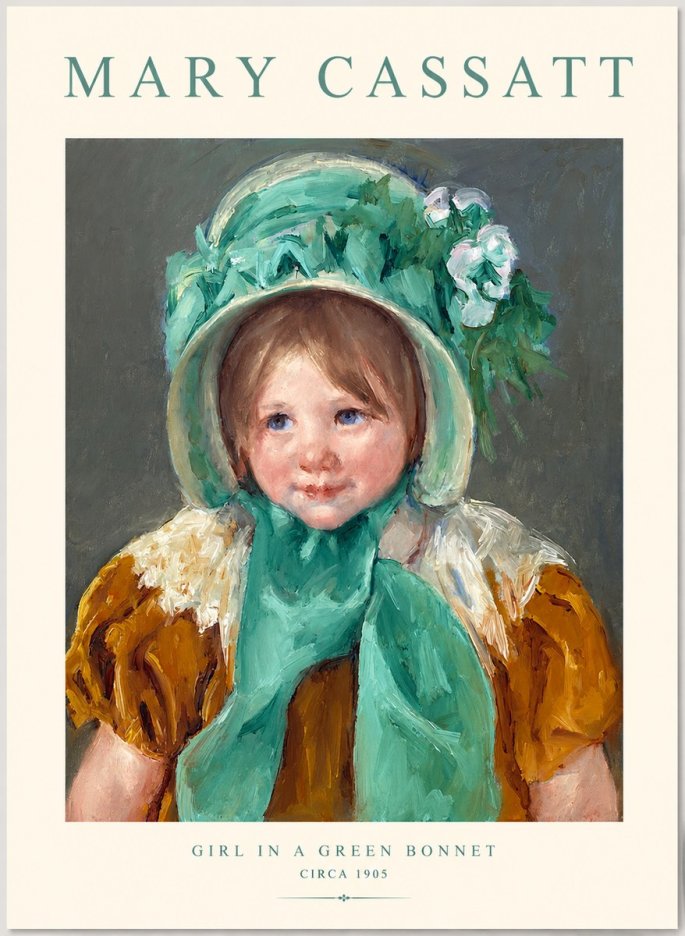 Mary Cassatt Girl in a Green Bonnet No1 - Affiche