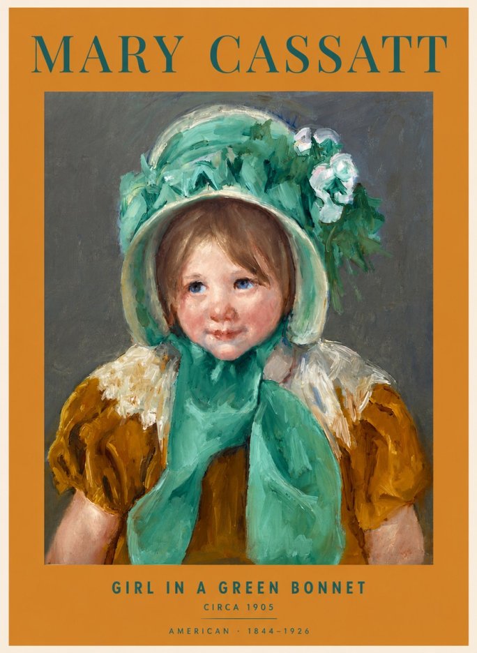 Mary Cassatt Girl in a Green Bonnet No4 - Affiche