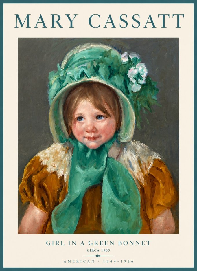 Mary Cassatt Girl in a Green Bonnet No6 - Affiche