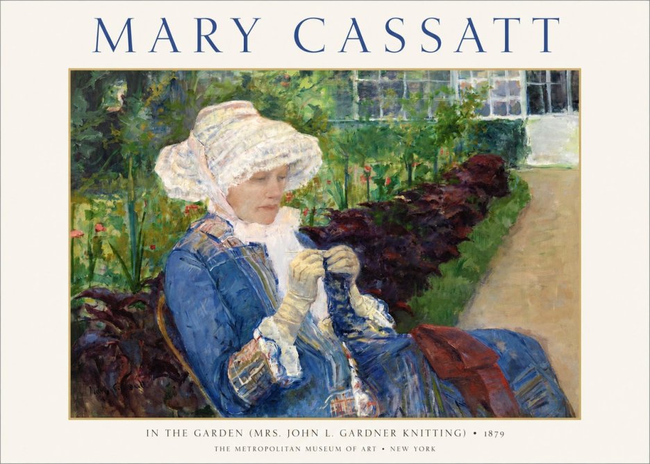 Mary Cassatt In the Garden (Mrs. John L. Gardner Knitting) No1 - Affiche