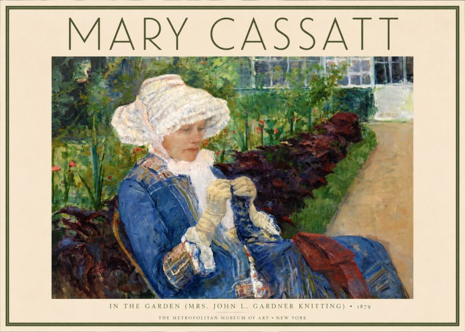 Mary Cassatt In the Garden (Mrs. John L. Gardner Knitting) No2 - Affiche
